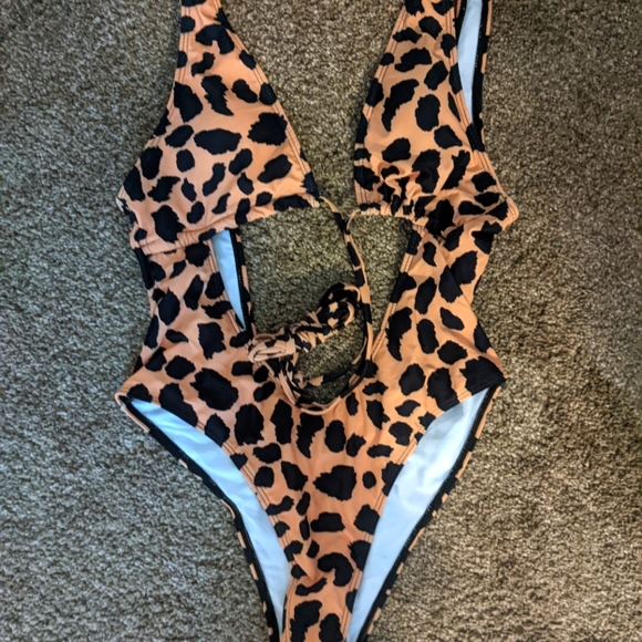 Other - Leopard Cutout One Piece Swimsuit